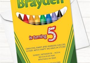 Crayon Birthday Party Invitations Crayola Crayon Birthday Invitation Digital File Printable