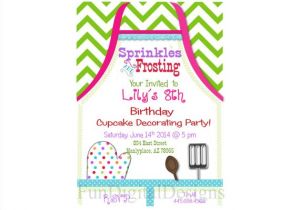 Cupcake Decorating Birthday Party Invitations Apron Cupcake Decorating Birthday Party Invitation Printable