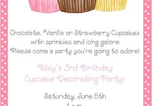 Cupcake Decorating Birthday Party Invitations Cupcake Decorating Birthday Party Invitations