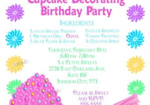 Cupcake Decorating Birthday Party Invitations Cupcake Decorating Invitations Cupcake Party Baking
