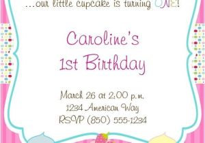 Cupcake Party Invitation Wording Cupcake theme Essentials Birthday Party Package Girl Diy