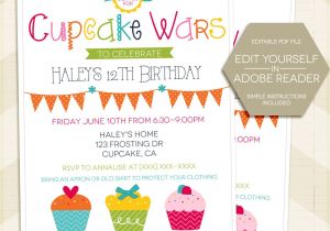 Cupcake Wars Birthday Party Invitations Cupcake Wars Invitation Cupcake Wars Birthday Cupcake Wars