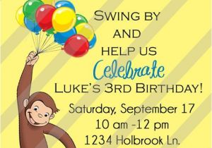 Curious George 2nd Birthday Invitations Curious George Invitation Party Ideas Pinterest
