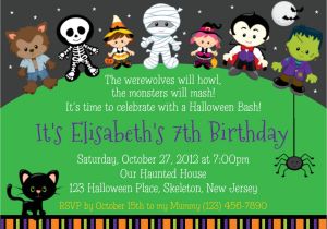 Custom Halloween Birthday Invitations Trick or Treat Halloween Birthday Invitation Personalized