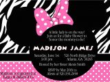 Custom Minnie Mouse Baby Shower Invitations Pink Zebra Minnie Mouse Baby Shower Invitation Custom