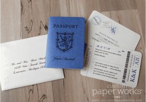 Custom Passport Wedding Invitations Purple and Gold Passport Wedding Invitation Custom Paper