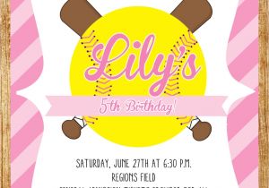 Custom softball Birthday Invitations softball Birthday Invitation Custom Pink softball Birthday