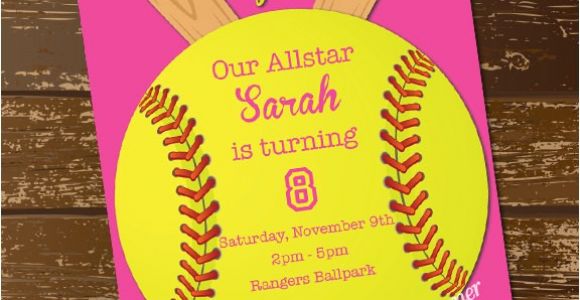 Custom softball Birthday Invitations softball Invitation Birthday Invitation softball Invite