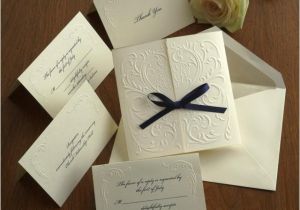 Custom thermography Wedding Invitations Blind Embossed Wedding Invitation Set Raised