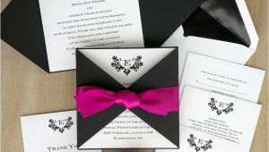 Custom thermography Wedding Invitations Initial Invitation with Folded Wrap thermography Wedding