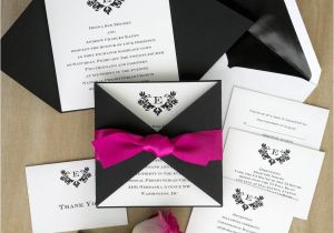 Custom thermography Wedding Invitations Initial Invitation with Folded Wrap thermography Wedding