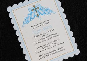 Customized Baptism Invitations Personalized Baptism Christening Invitations Blue Hearts with