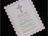 Customized Baptism Invitations Personalized Christening Baptism Invitations Pink Cross Set