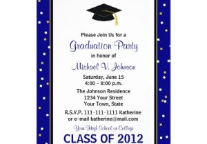 Customized Graduation Party Invitations Graduation Party Invitation Navy 5 Quot X 7 Quot Invitation