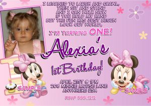 Customized Minnie Mouse First Birthday Invitations Minnie Mouse 1st Birthday Invitations Printable Digital File