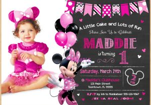 Customized Minnie Mouse First Birthday Invitations Minnie Mouse Invitation Minnie Mouse 1st Birthday First Bday