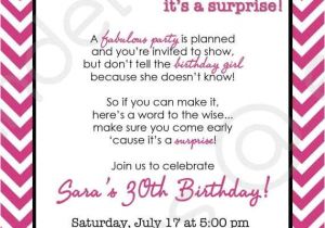 Cute 30th Birthday Invitation Wording Chevron Surprise Party Invitation