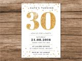Cute 30th Birthday Invitation Wording Gold 30th Birthday Invitation A6 Digital File by