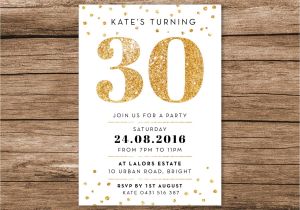 Cute 30th Birthday Invitation Wording Gold 30th Birthday Invitation A6 Digital File by