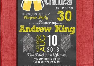 Cute 30th Birthday Invitation Wording Surprise 21st 30th 40th 50th Beer Chalkboard Style