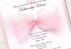 Cute Baptismal Invitation for Baby Girl Girl Baptism Invitation Christening Pink Ribbon