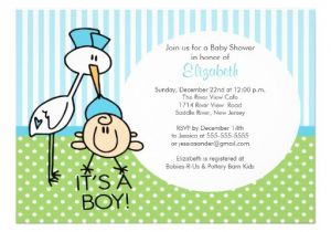 Cutest Baby Boy Shower Invitations Cute Stork Baby Boy Baby Shower Invitations