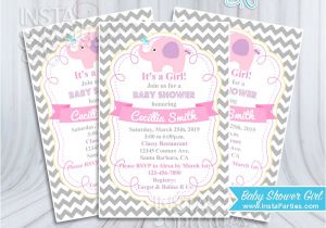 Cutest Baby Shower Invitations Ever Baby Shower Invitations Girl Elephant Pink Invitation Gray