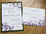 Dark Green Wedding Invitations Dark Purple Green Swirls and Scrolls Wedding Invitations