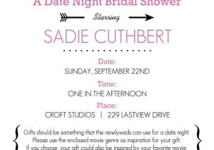 Date Night themed Bridal Shower Invitations Movie themed Date Night Bridal Shower Invitation by