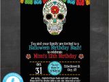 Day Of the Dead Party Invitation Template Sugar Skull Birthday Invitation Halloween Birthday Invite