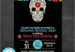 Day Of the Dead Party Invitation Template Sugar Skull Birthday Invitation Halloween Birthday Invite
