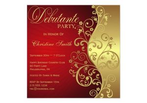 Debutante Party Invitations Red Gold Debutante Party Invitation Zazzle