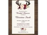 Deer Antler Wedding Invitations Floral Bridal Shower Invitations Deer Antlers Burgundy