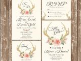 Deer Antler Wedding Invitations Invitation Kit Deer Antler Wedding Invitation Rustic