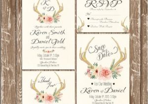 Deer Antler Wedding Invitations Invitation Kit Deer Antler Wedding Invitation Rustic