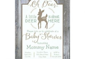 Deer Hunting Baby Shower Invitations Dear Little Deer Baby Shower Invitation On Wood
