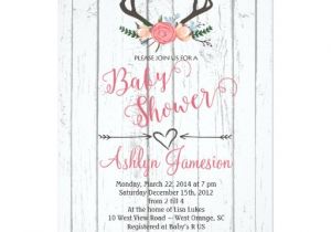 Deer Hunting Baby Shower Invitations Deer Antler White Wood Baby Shower Invitation