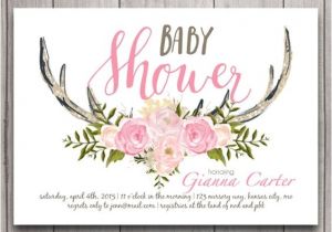 Deer themed Baby Shower Invitations Antler Baby Shower Invitation Digital Download Woodland