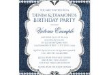 Denim Party Invitation Template Denim and Diamond Bling Birthday Party Invitations