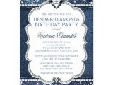 Denim Party Invitation Template Denim and Diamond Bling Birthday Party Invitations