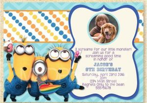 Despicable Me Baby Shower Invitations Despicable Me Birthday Invitations with Photo