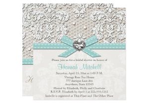 Diamond Bridal Shower Invitations Blue Pearl Lace Diamond Bridal Shower Invitations