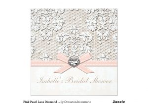 Diamond Bridal Shower Invitations Pink Pearl Lace Diamond Bridal Shower Invitations
