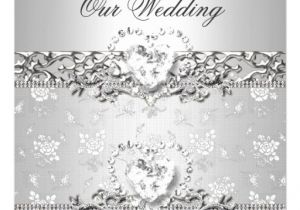 Diamond Wedding Invitation Template Elegant Wedding Silver White Diamond Heart 5 25 Quot Square
