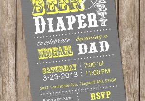 Diaper and Beer Party Invitations Beer and Diaper Baby Shower Invitation Grey and Yellow Beer