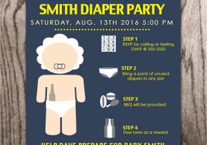 Diaper and Beer Party Invitations Warning Beer and Diaper Party Invitation