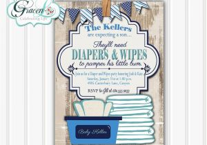 Diaper and Wipes Party Invites Baby Shower Invitation Diaper and Wipes Baby Shower