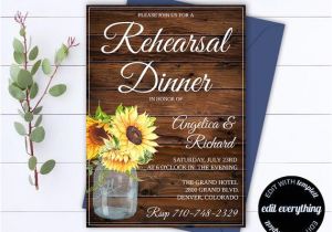 Dinner Invitation Template Wedding Rustic Wedding Rehearsal Dinner Invitation Template Wedding