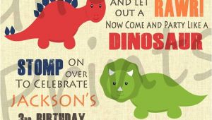 Dinosaur themed Party Invitations Birthday Invitation Dinosaur theme