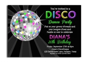 Disco Party Invites Printable Disco Ball Neon Invitation Printable or Printed Par
